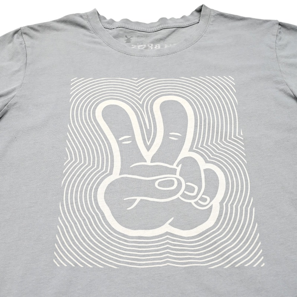 Dutch Bros Coffee Shirt Size L Large Peace‎ Sign Gray Short Sleeve Tee